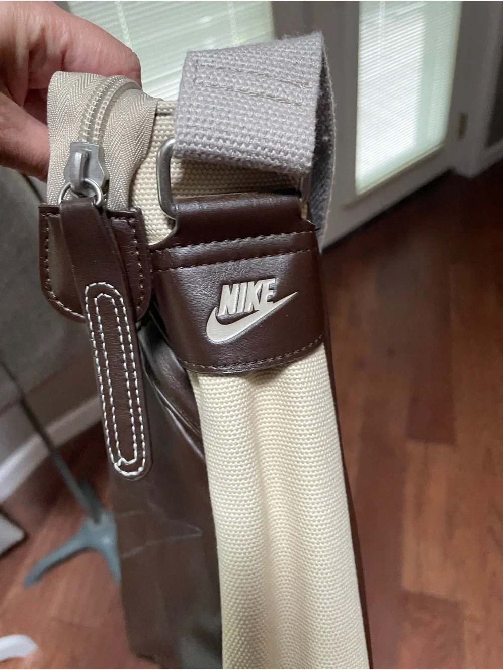 Nike Brown Leather-Style Messenger Crossbody Bag